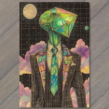 Art Print Alien Creature Moonlight Crypto Galaxy Sci-Fi Business Suit Geometric