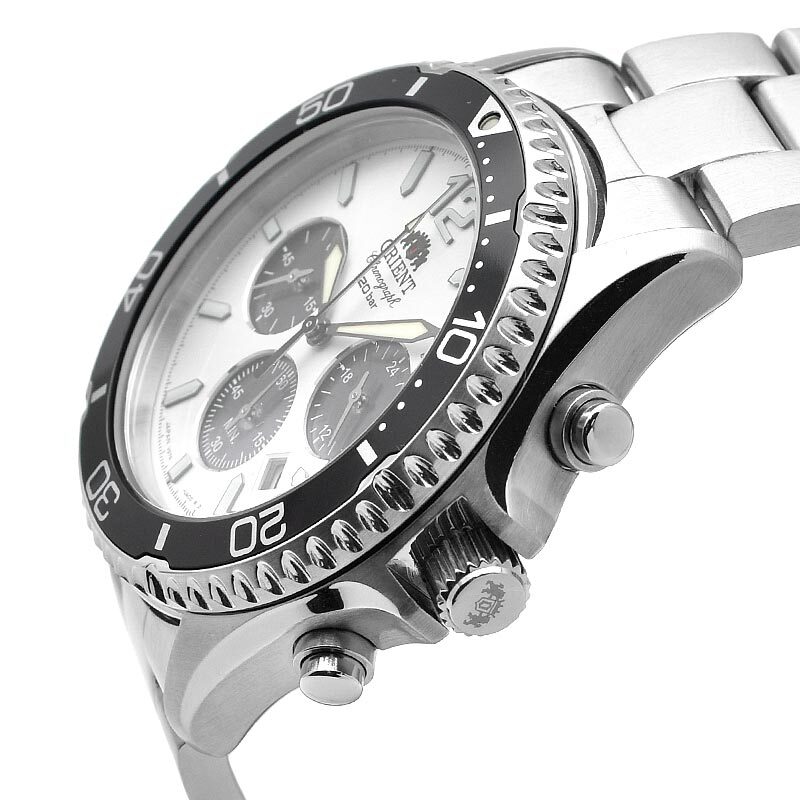 ORIENT Mako RN-TX0203S Chronograph Solar Watch Panda Dial ORIENT Mako RN-TX0203S Chronograph Solar Watch Panda Dial
