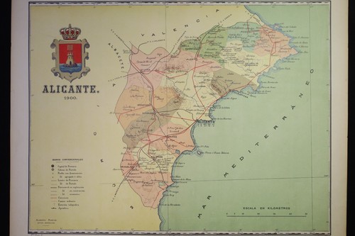 Grabado. Mapa de la provincia de Alicante. Martín. Engraving. Map Alicante 1900 - Foto 2 di 11