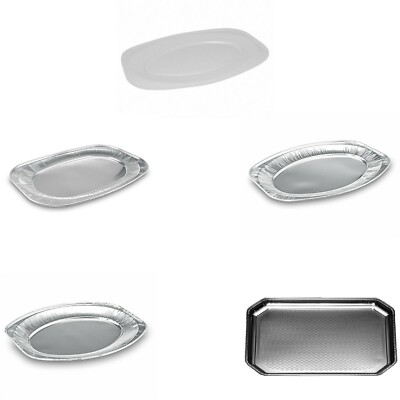 Einweg Party Servierteller Servierplatte Catering Kanapee EPS Alu 33-55 cm weiß 