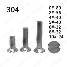304 Stainless Steel Slotted Countersunk Flat Head Screws 0# 2# 4# 5# 6# 8# 10#