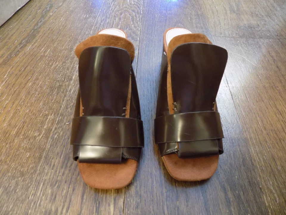 Kelsi Dagger Brooklyn Sadie Dark Brown Suede Leather Slides 2" heels 6 $140.00 - Image 2 of 4
