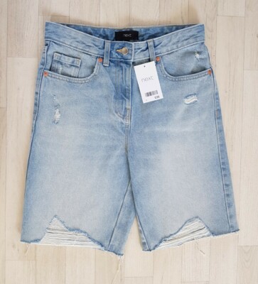 NEXT Größe 8 normale RIPPED DENIM SHORTS Sommer HELLBLAU Freizeit RAW SEM Damen