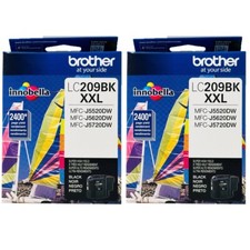 2pcs Brother LC209 BK Genuine Super High Yield XXL Black Ink Cartridge LC209Bk