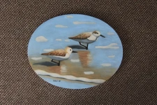 Sandpiper, Bird, Ocean, Original Oil Painting, Signed, Art, 14x11 inches