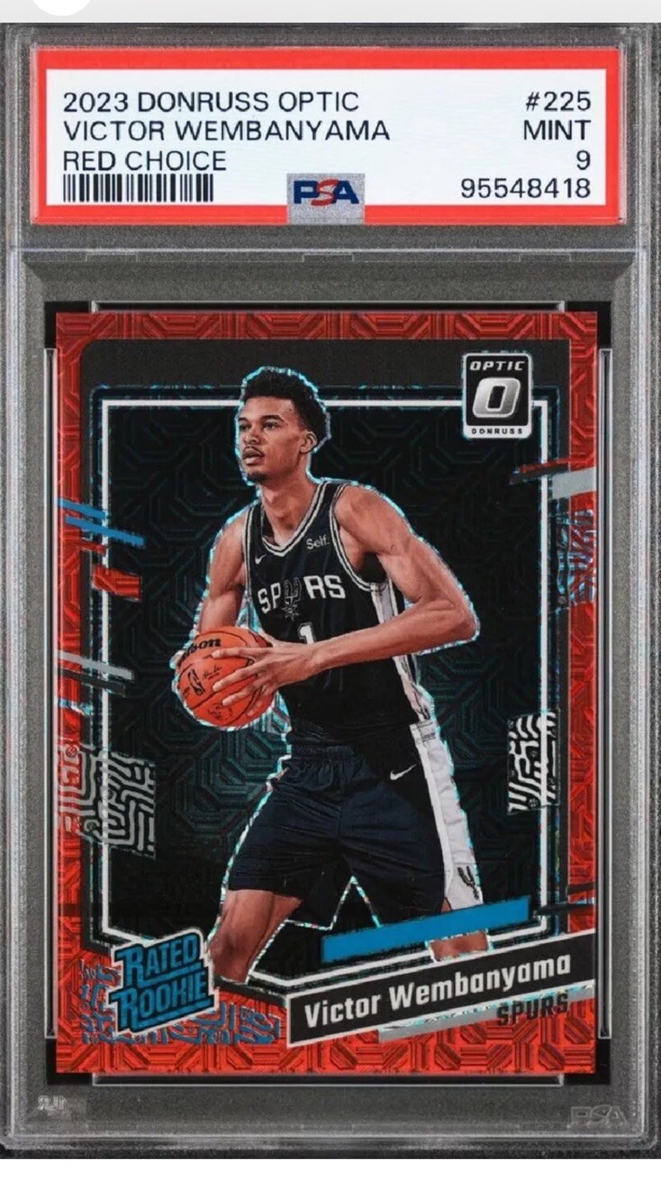 2023/24 Optic Choice Red Prizm Victor Wembanyama Red Rated Rookie #51/88 PSA 9