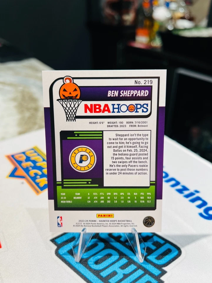 2023-24 NBA HAUNTED HOOPS ORANGE PARALLEL BEN SHEPPARD ROOKIE #219 PACERS RC - Image 2 of 2