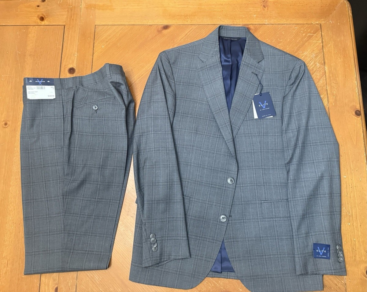 Made In Italy- 44L (38 W) - SLIM FIT - Jack Victor Grey Plaids