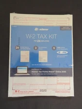 2020 Adams W-2 Tax Kit 24 6-Part Sets, 3 W-3 Summary Forms, 5 Free Fed e-File