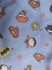 Super Hero Kid Scrap 9"x 21 , Cotton Fabric, Fat Eighth, batman, superman, flash