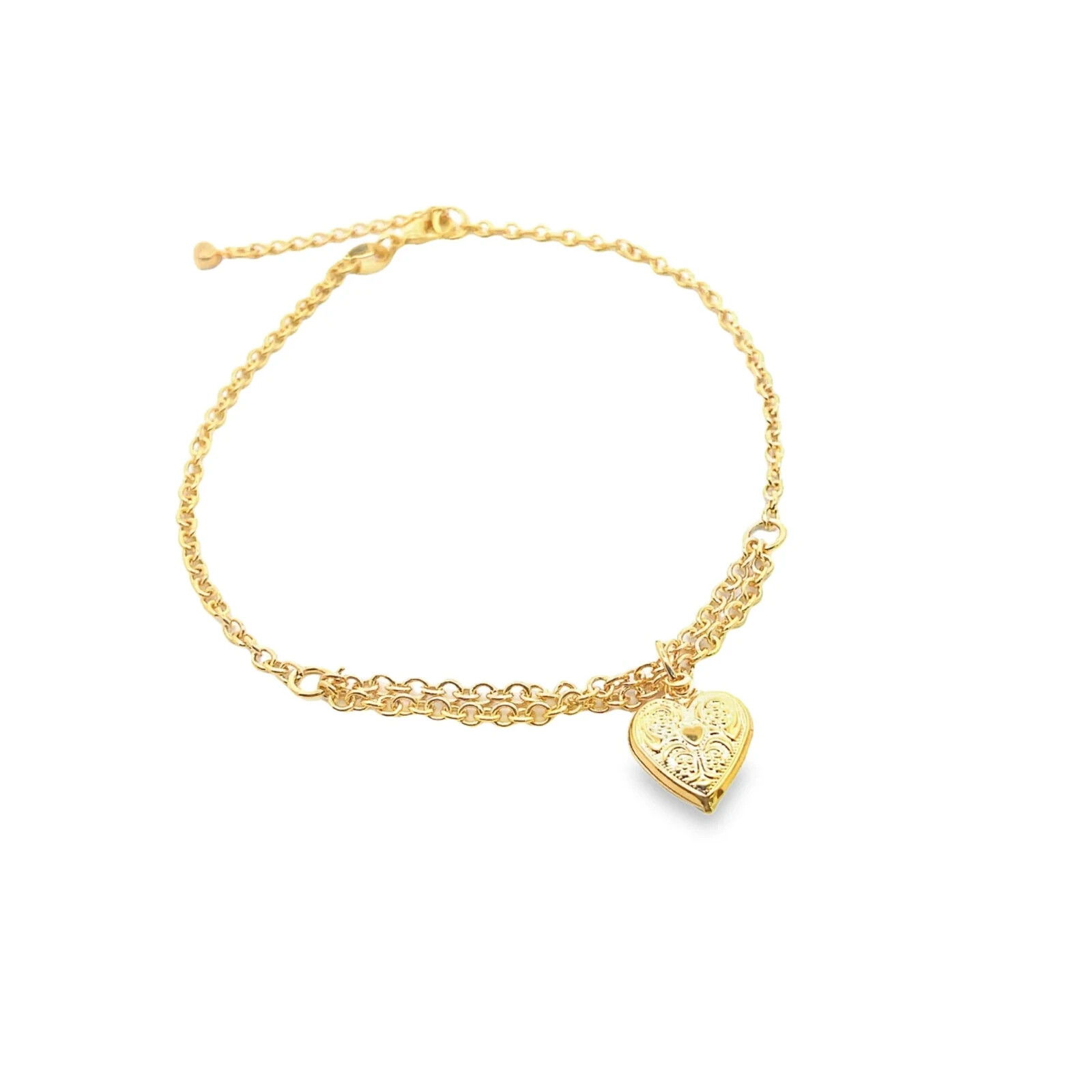 18K Gold Filled Heart Charm Anklet with CZ Stone Elegant Foot Chain Jewelry