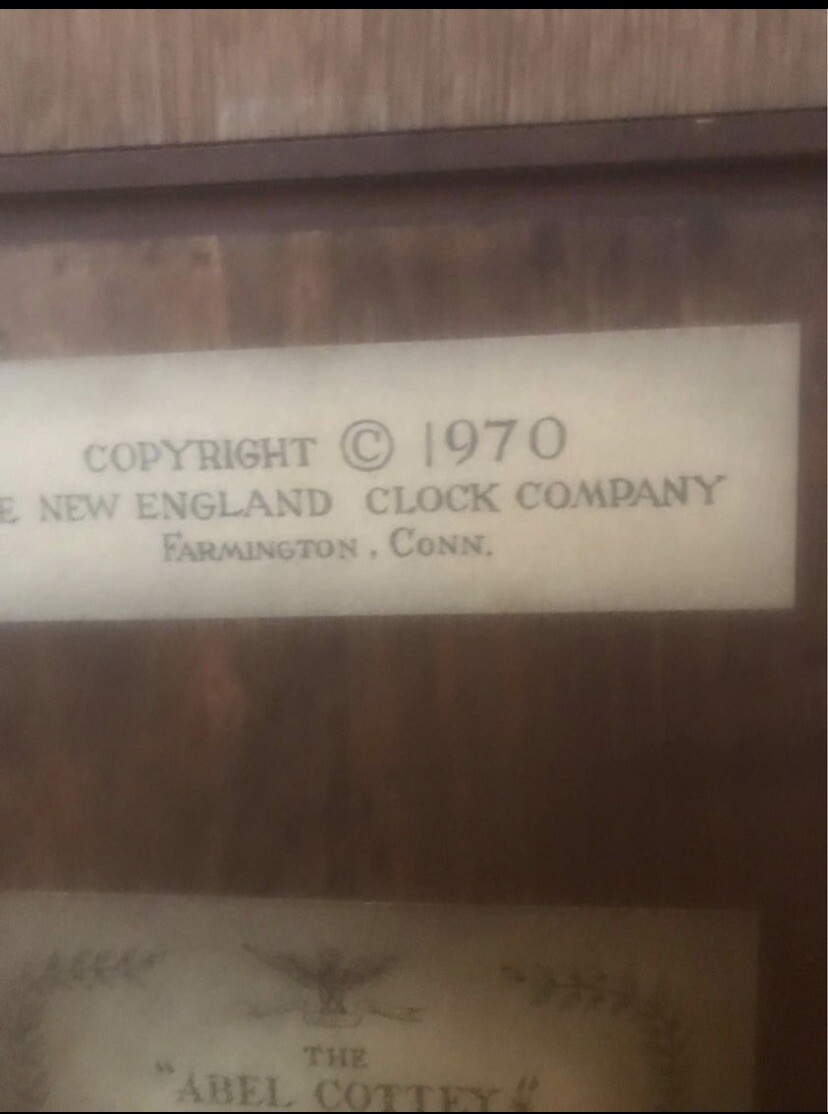 “The Abel Cottey” The 1970 Grandfathers Wall Clock, From The New