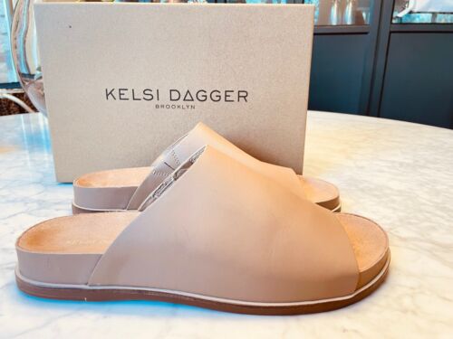 KELSI DAGGAR Brooklyn Leather Wrapped Squish Slides Flats Size 9.5 BRAND NEW - Foto 4 di 8