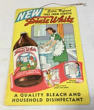 Dixie White Bleach Cardboard Hanging Display Sign vintage fan pull paper