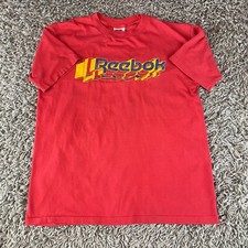 Vintage 90s Reebok Shirt Mens Extra Large XL Red Made in USA Spell Out Logo Y2K