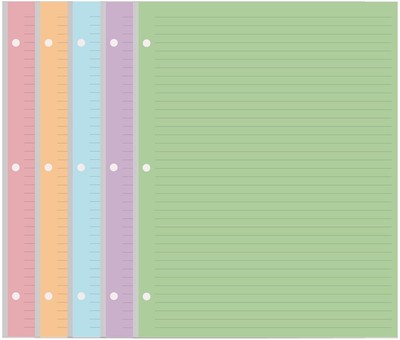 3 Hole Colorful Lined Paper - 100 Sheets/200 Pages Loose Leaf Paper Line Refi...