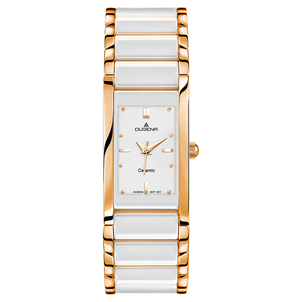 DUGENA Damen Armbanduhr Keramik-Edelstahl 4460590 weiß-rosé - Main Image