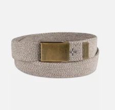 SUN + STONE Men's Stretch Webbing Belt Khaki Beige Small 30-32