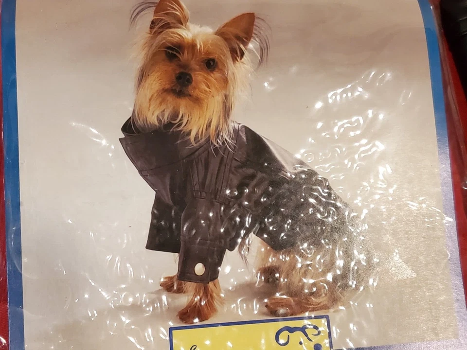 Jaqueta de couro sintético casual estilo motocicleta canina pequena - Imagem 3 de 4