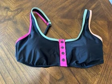 Hula Honey Junior's Colorblocked Trim Bikini Top Black Multi Size XL