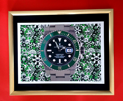 DEATH NYC Hand Signed LARGE Print COA Framed 16x20in Rolex Submariner Murakami &