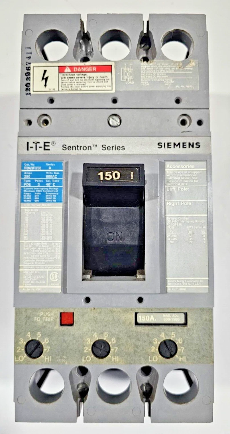 SIEMENS FD63F250 Used Working Power Distribution Circuit Breaker