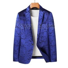 Fashion Men's Jacket Slim Fit Casual Nightclub Dress Coats Lapel Button Blazer