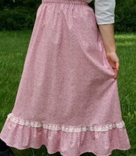 Custom Ladies long full lace ruffle pink Victorian Prairie skirt S M L XL Plus