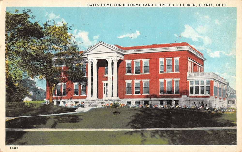 Elyria Ohio Gates Home For Deformed Crippled Children Antique Postcard