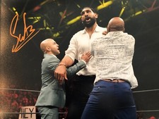 AEW Satnam Singh, Sonjay Dutt and Jay Lethal 8x10 Photo Signed by Satnam Singh