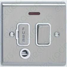 Deta SD1373SCW Switched Spur Unit /Neon /Flex Outlet 13A (Satin Chrome / White I