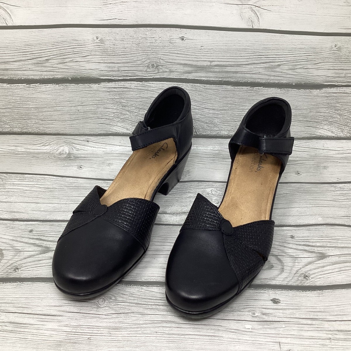 Clarks Emily Reaya Black Leather D Wide Clarks Women's Emily