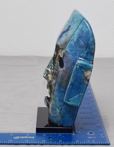 Vintage Mexican Aztec Mayan Abalone Sodalite, Ceremonial Burial Mask 7" - Picture 2 of 7