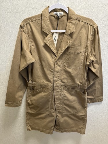 ALEX MILL Utility 5-Pocket Romper Jumpsuit Stretch Cotton Shorts Khaki Small