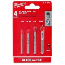 Milwaukee 48-20-8988 4 Pc Glass and Tile Bit Set 1/8" 3/16" 1/4" 5/16"