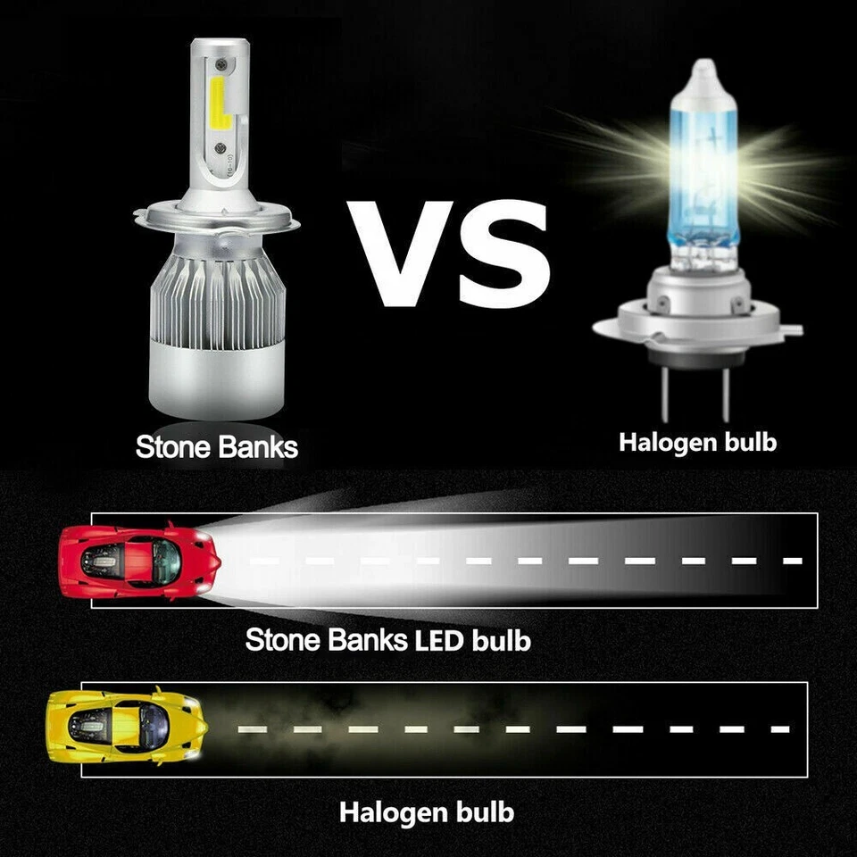 2x H4 HB2 9003 LED Kit de bombillas antiniebla/faro haz alto bajo 6000K súper blanco Foto 4 de 4