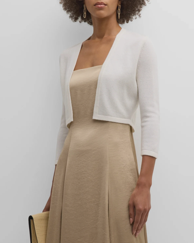 NWT Neiman Marcus The Cashmere Collection Sz M Ivory Shrug Cropped Sweater - Picture 2 of 12