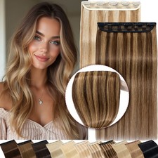 Clip In Real Human Remy Hair Extensions Balayage Thick 3/4 Full Head One Piece