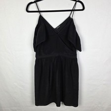 Madewell 100 Silk Black Flutter Sleeve Mini Dress Size 8 Neutral Minimalist