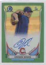 2014 Bowman Draft Chrome Pick Green Refractor 20/99 Carson Sands Auto 2f9
