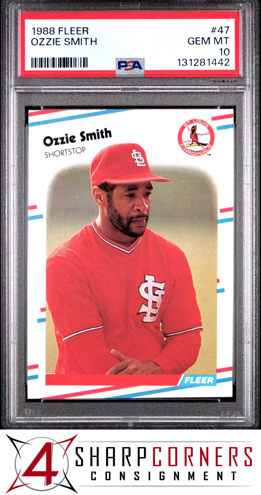 1988 FLEER #47 OZZIE SMITH CARDINALS HOF PSA 10