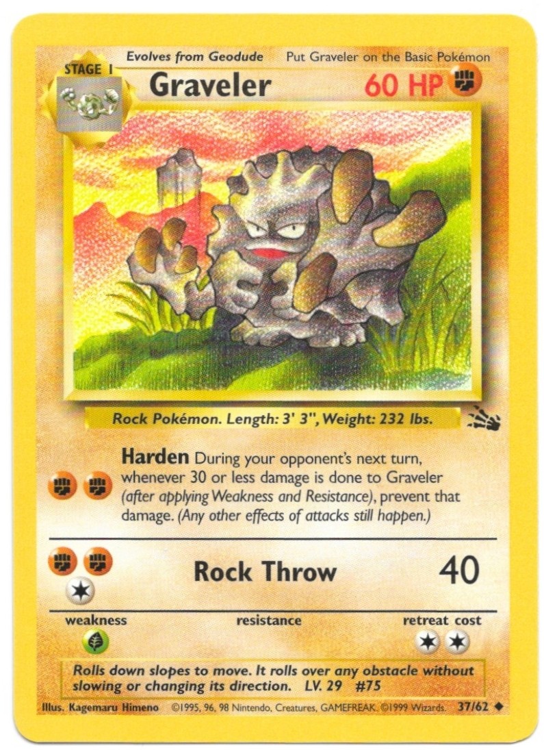 Graveler Unlimited Uncommon Fossil 37/62 NM