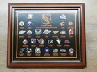 Vtg Rare NHL Hockey 26 Team Logo Pins Badge Collector Edition Framed Set - 1990s