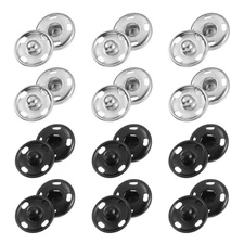 40 Sets Sewing Snap Buttons, Press Buttons Snap Fasteners 15mm, Silver/Black