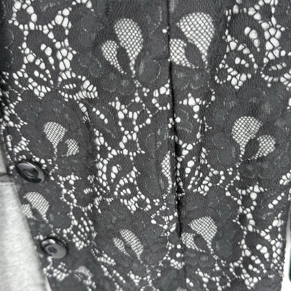 Blazer Cabi Talla Pequeña Estilo #3316 Encaje Superpuesto Mezcla Algodón Chaqueta Bolsillos Foto 3 de 4