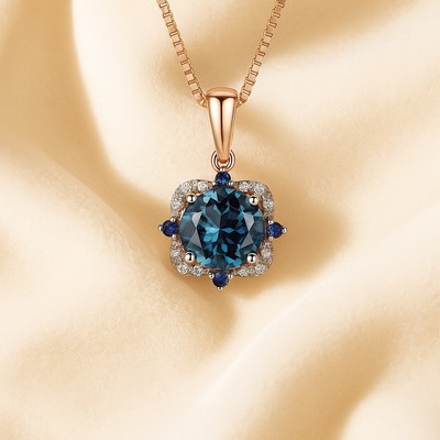 Healing London Topaz & Sapphire Necklace in Rose Gold   Handmade Sterling Silver
