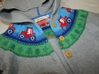 Mini Baby Boden Boys 2-3 years 98 cm TRACTOR Hooded Grey Sweater Button Up VHTF