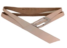 Vtg Y2K Belt Light Pink Genuine Leather w/Silver Sz M Better Belts Retro Design 