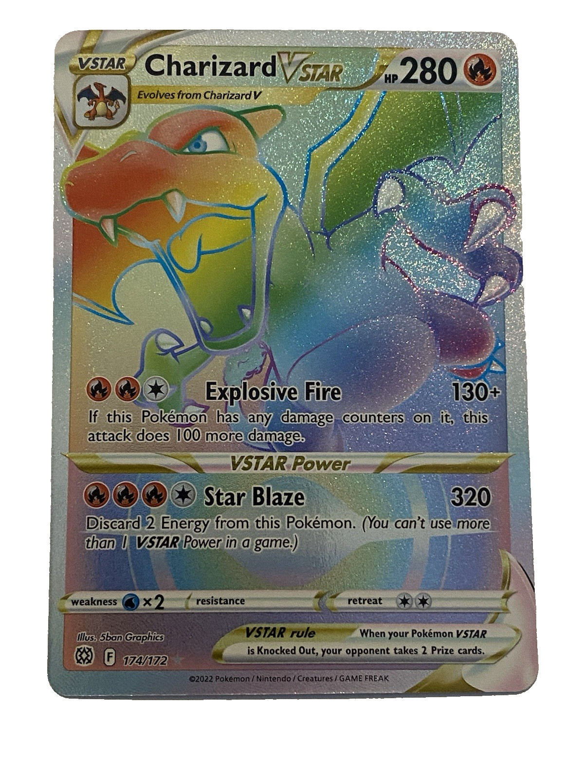 Charizard VSTAR Secret 174/172 Swsh09 Brilliant Stars Pokemon Holo LP (see pic)