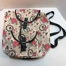 Loungefly Disneys Alice in Wonderland Backpack Bag Slouch Cream Floral Black